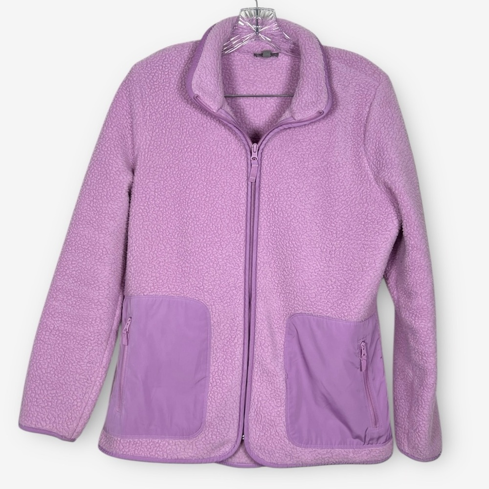T by Talbots Sherpa Fleece pink/purple super warm jacket size M